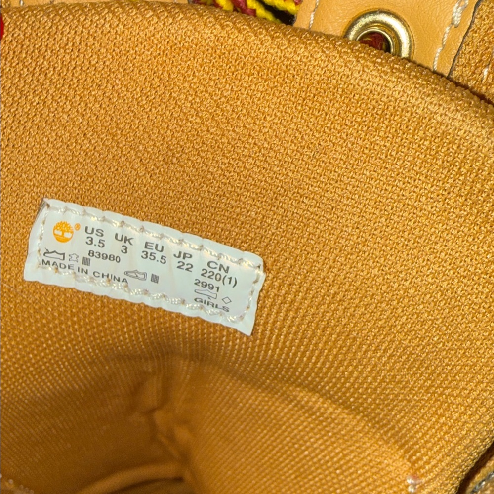 Girl’s Timberland Wheat Tall Lace-Up Boots- 3.5 - Picture 4 of 4